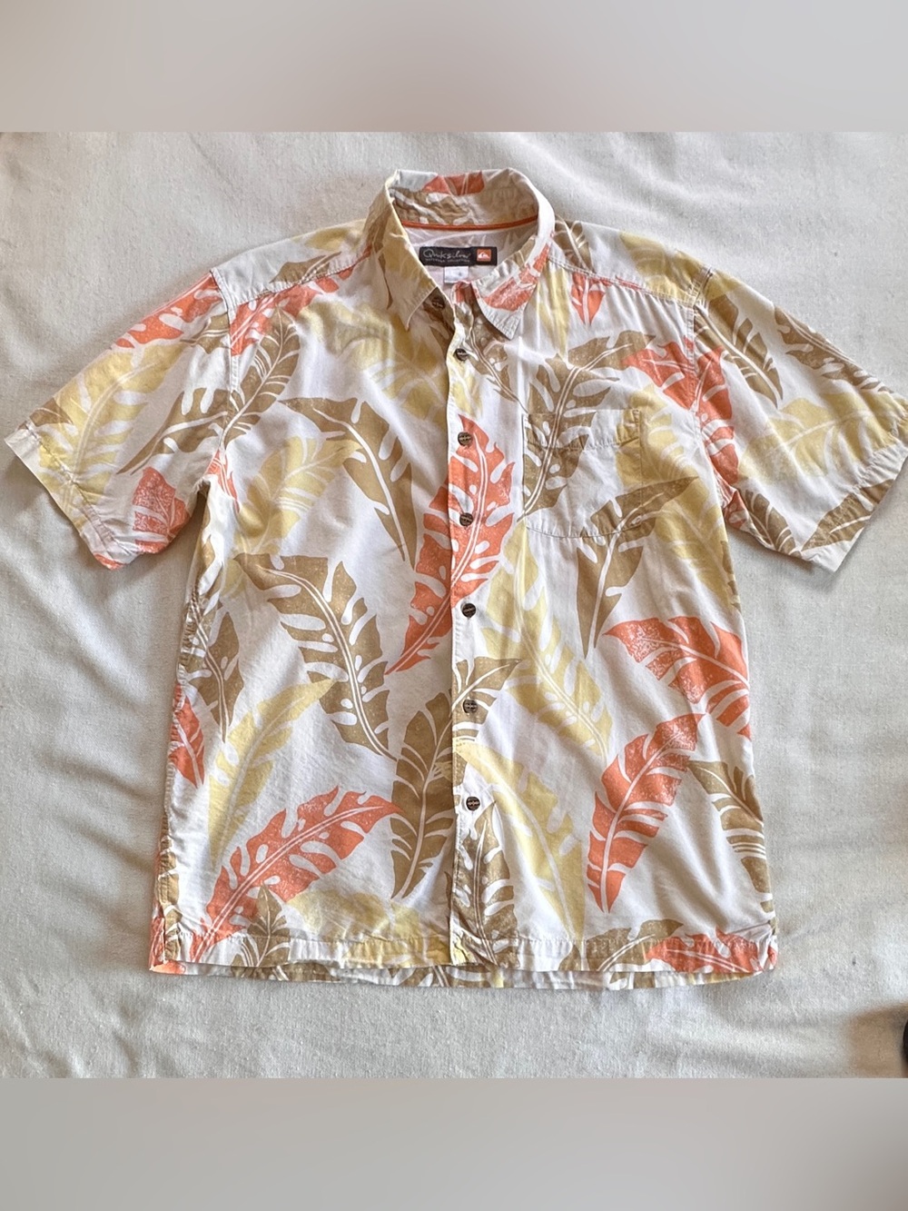 QUIKSILVER Waterman Collection Short Sleeve Hawaiian Button Up Shirt | M